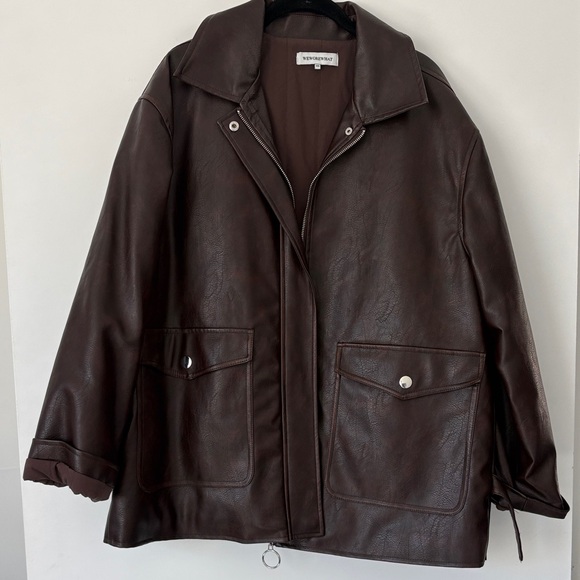 WeWoreWhat Jackets & Blazers - WeWoreWhat Brown Leather Jacket